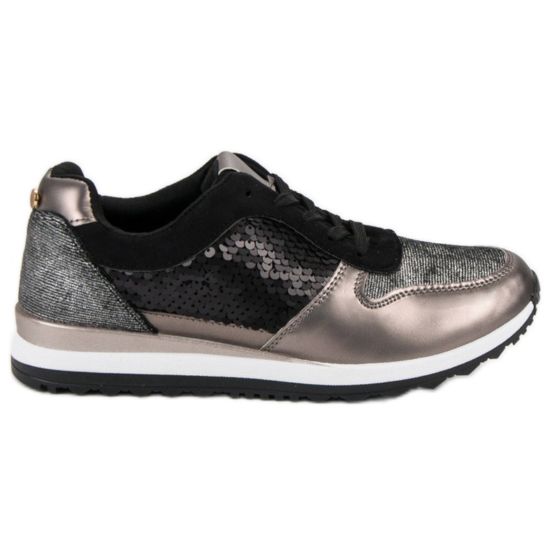 Chaussures de sport à paillettes le noir gris jaune