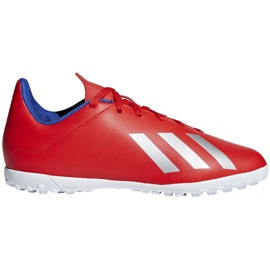 Chaussures de foot Adidas X 18.4 Tf Jr BB9417 rouge oranges et rouges