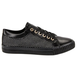 Baskets basses avec maille le noir
