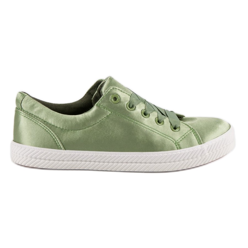 Kylie Baskets en satin vert