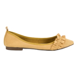 Corina Ballerines en daim à volants jaune