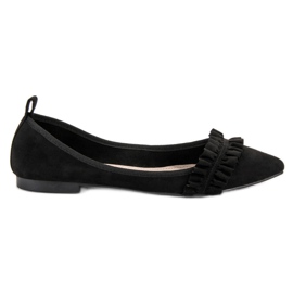 Corina Ballerines en daim à volants noir