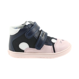 Bottines chaussures pour enfants fermeture scratch lapin Bartek 11702 blanc bleu marine rose