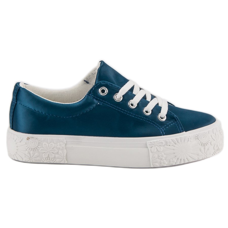 Kylie Baskets en satin sur la plate-forme bleu