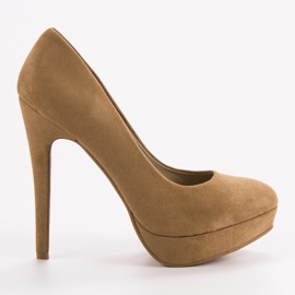 Corina Talons en daim sur la plate-forme brun
