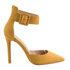 Escarpins en daim moutarde jaune