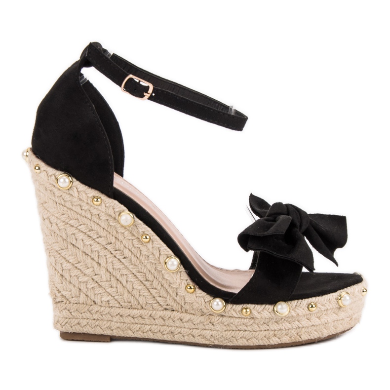 STEPHAN Espadrilles Sandales Avec Nœud le noir