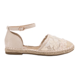 Nio Nio Espadrilles en dentelle brun