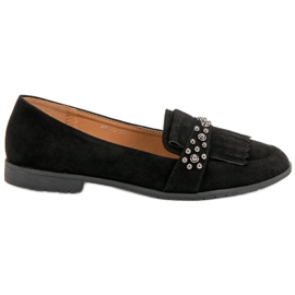 Laura Mode Mocassins Noirs Avec Strass