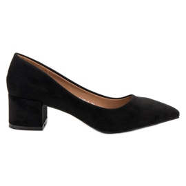 Diamantique Escarpins en daim sur un talon plat le noir