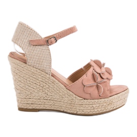 Top Shoes Sandales poudrées à fleurs rose