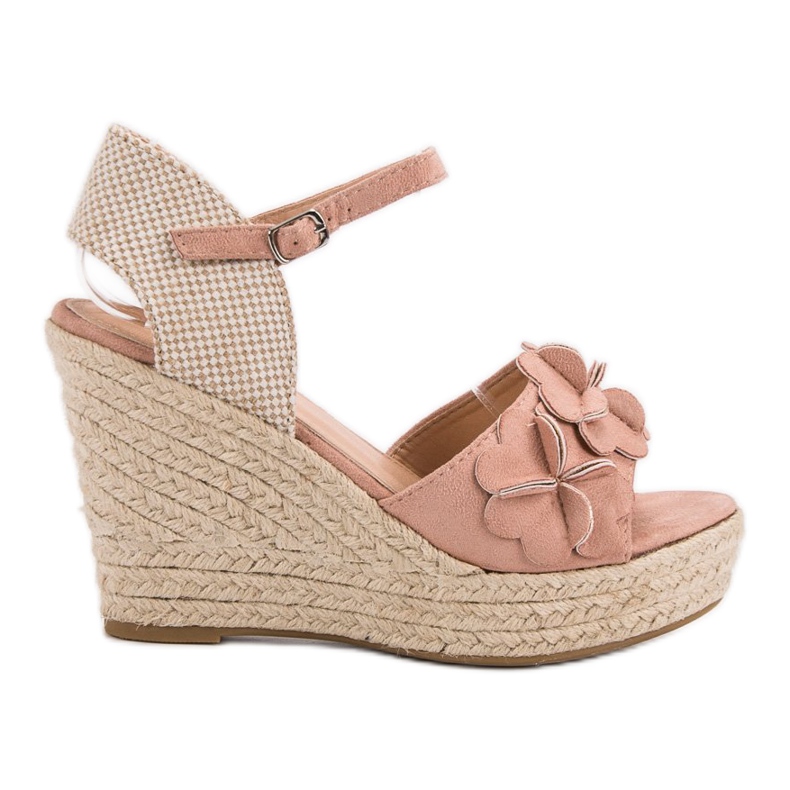 Top Shoes Sandales poudrées à fleurs rose