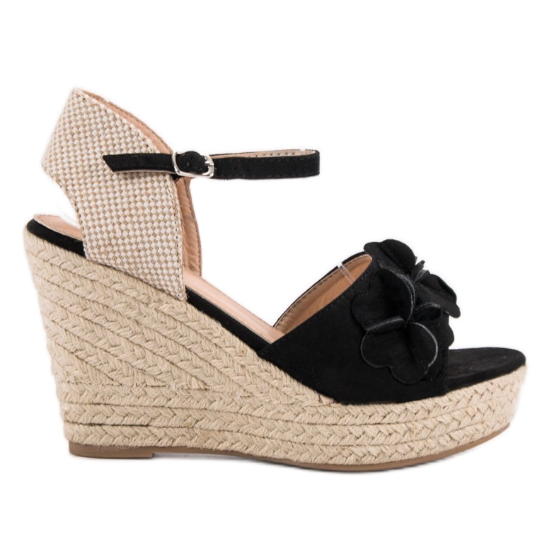 Top Shoes Sandales noires à fleurs le noir