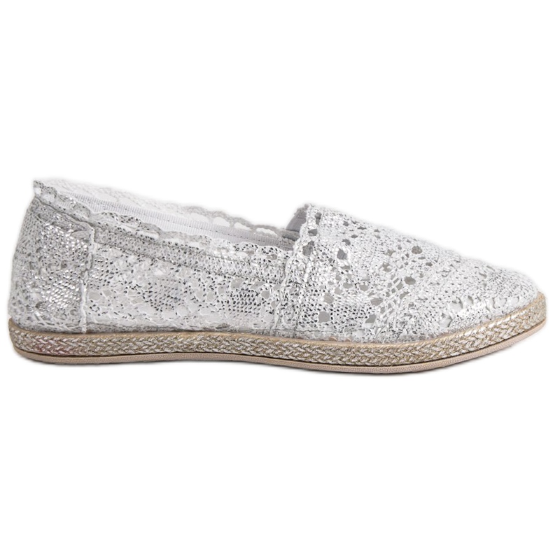 Sweet Shoes Espadrilles en dentelle argentée gris