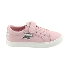 Baskets à scratch Big Star étoile 374104 rose gris