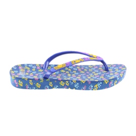 Atletico Tongs femme à fleurs violet bleu jaune rose