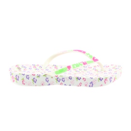 Atletico Tongs femme à fleurs blanc violet vert rose