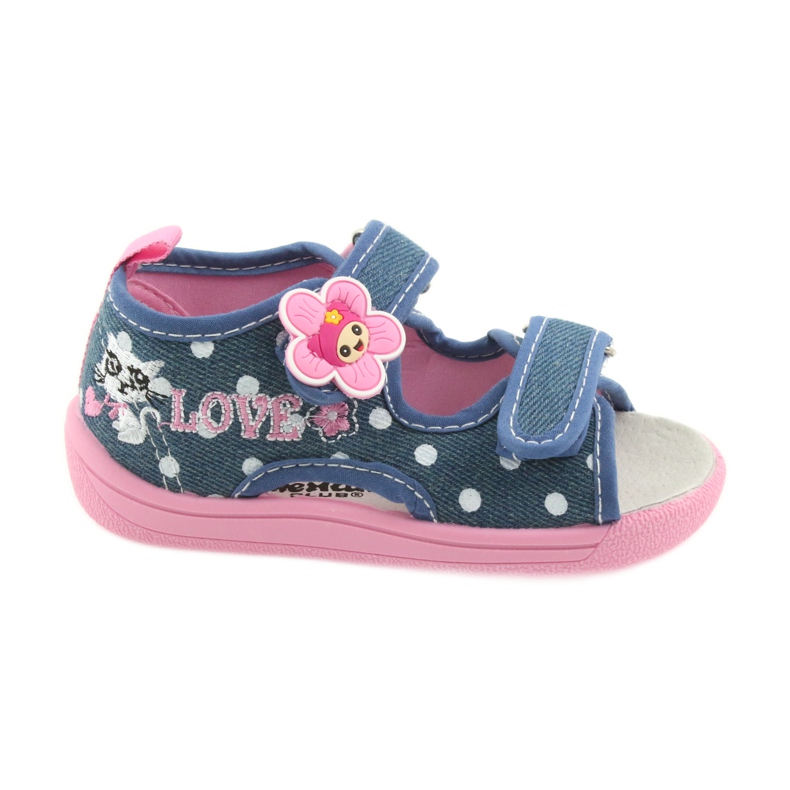 American Club Chaussures enfants chaussons sandales jeans chaton américain 39/19 blanche bleu rose