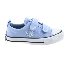 Baskets velcro American Club LH50 bleu chaussures enfant blanc