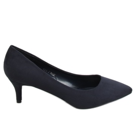 Escarpins à talons bas bleu marine 123-2 Bleu