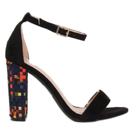 Sandales à talons noires 708-24 Noir multicolore