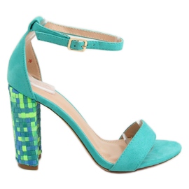 Sandales à talon menthe 708-24 Bleu multicolore