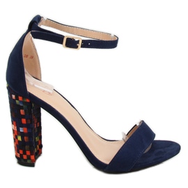 Sandales à talons bleu marine 708-24 Marine multicolore