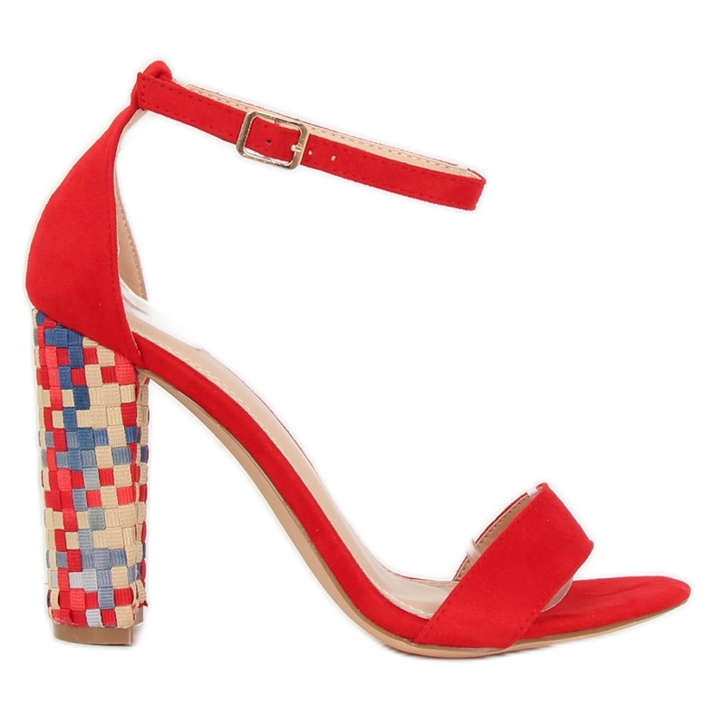Sandales à talons rouges 708-24 Rouge multicolore