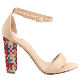 Sandales à talons beiges 708-24 Beige brun multicolore
