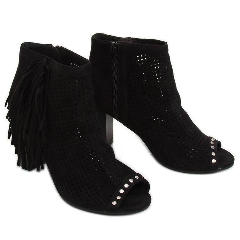 Noir AF-9 Bottines noires à bout ouvert le noir
