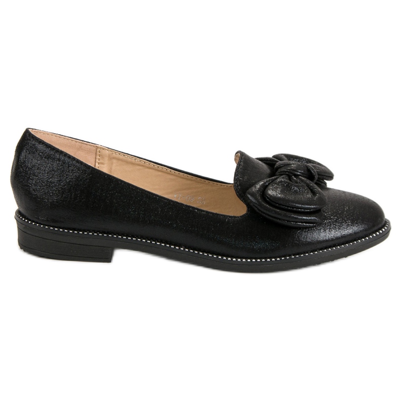 Forever Folie Ballerine Noire Avec Un Noeud le noir