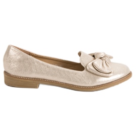 Forever Folie Ballerine Dorée Avec Un Noeud