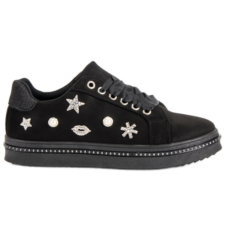 Baskets en daim avec strass le noir