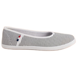 McKey Ballerine Textile à Rayures blanche le noir McKey Ballerine Textile à Rayures blanche le noir