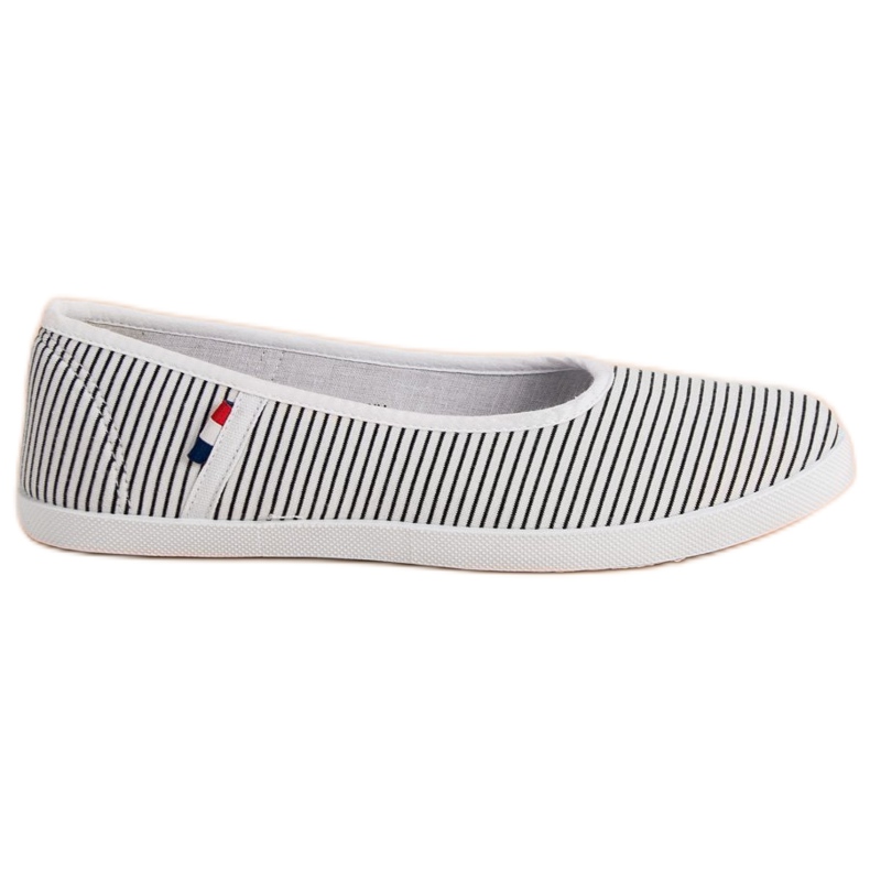 McKey Ballerine Textile à Rayures blanche le noir