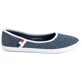 McKey Ballerine Textile à Rayures blanche bleu