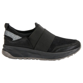 Ideal Shoes Baskets à enfiler confortables le noir Ideal Shoes Baskets à enfiler confortables le noir