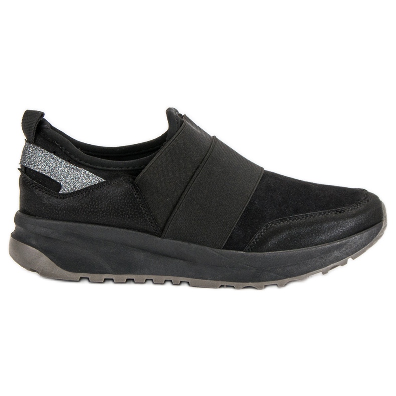 Ideal Shoes Baskets à enfiler confortables le noir