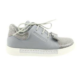 Chaussures en cuir fille RenBut 3303, gris et argent