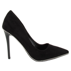 Escarpins sur une broche noire P-6378 Noir le noir