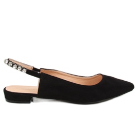 Noir LS5028 Ballerines noires à talons ouverts