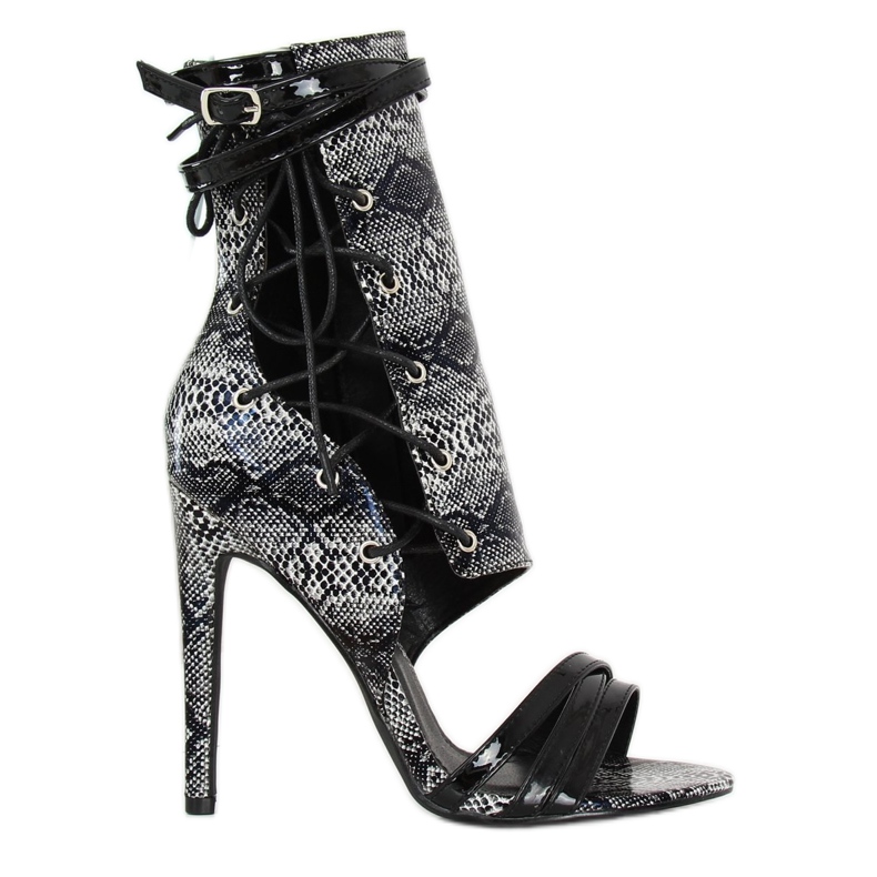 Bottines en cuir serpent noir JR-041 Noir le noir