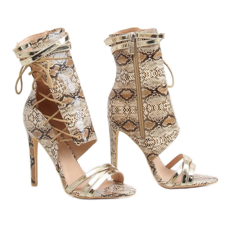 Peau de serpent beige JR-041 Bottines nude brun multicolore