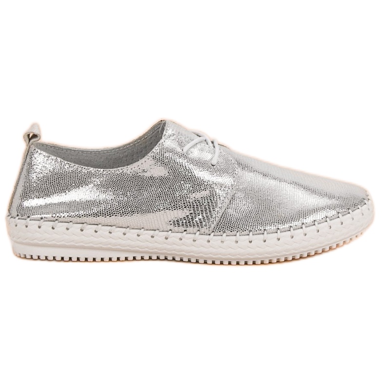 Filippo Chaussures en cuir argentées gris