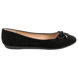 Ballerines En Daim Avec Nœud noir