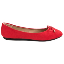 Ballerines En Daim Avec Nœud rouge