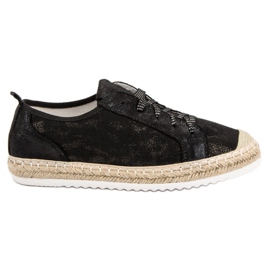 Queentina Espadrilles noires à lacets