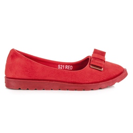 Ballerines En Daim Avec Nœud rouge