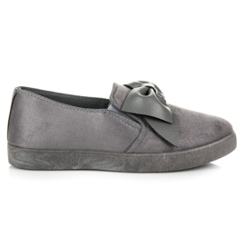 Slipons En Daim Avec Un Noeud gris