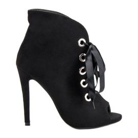 Bestelle Bottes à bout ouvert nouées noir